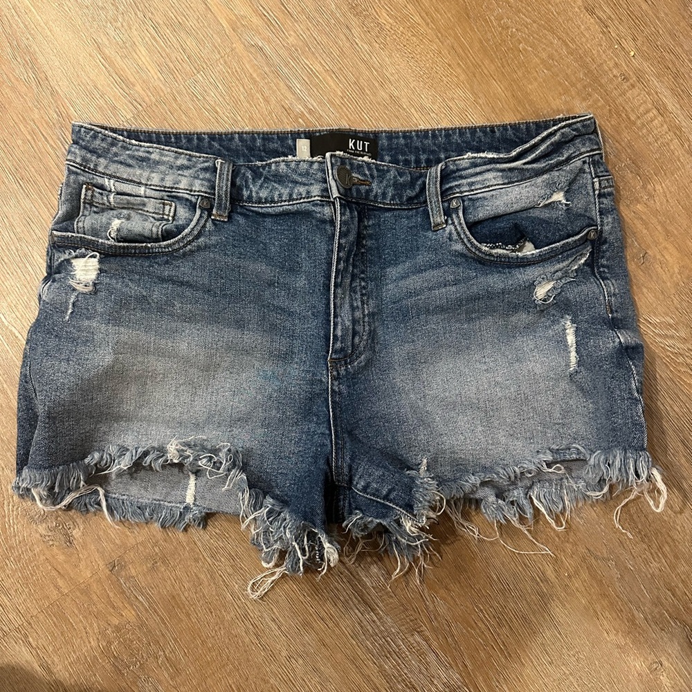 Kut from the Kloth Women's Distressed Denim Shorts - Blue